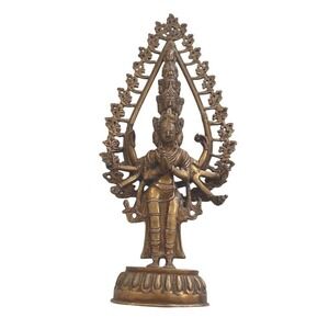 Eleven Headed Avalokiteshvara Bronze Statue 11-Armed Bodhisattva Buddhist Figure